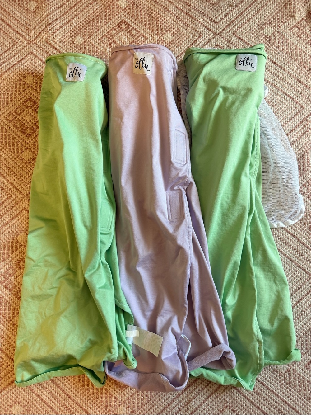 Ollie Baby Swaddle Set in Mint Green (2) & purple (1)